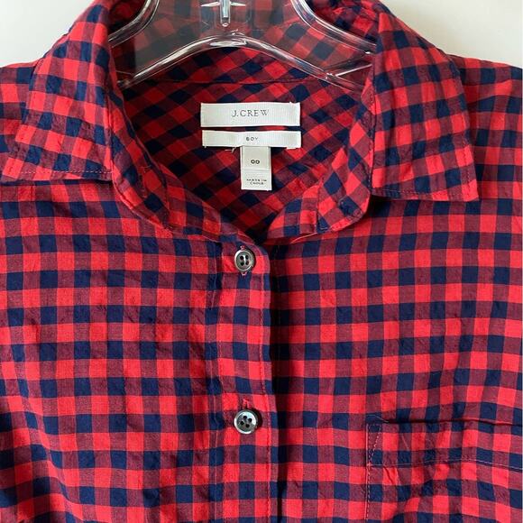 J. Crew Women's Crinkle Boy Shirt in Red Check - 00 EUC - Picture 11 of 14